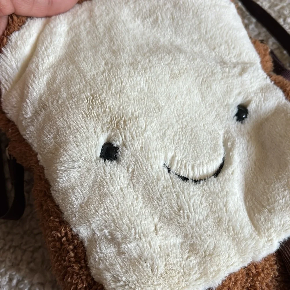 ♥️… Jellycat Cute Toast-Shaped Kids Bag - Brown and White